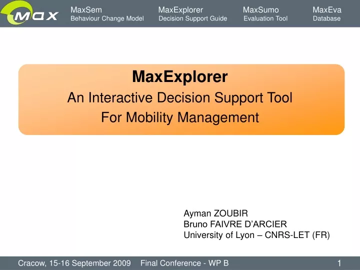 maxexplorer an interactive decision support tool