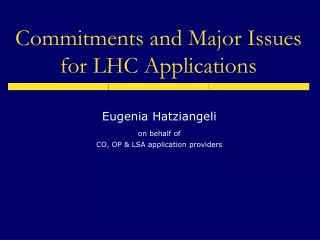 Commitments and Major Issues for LHC Applications
