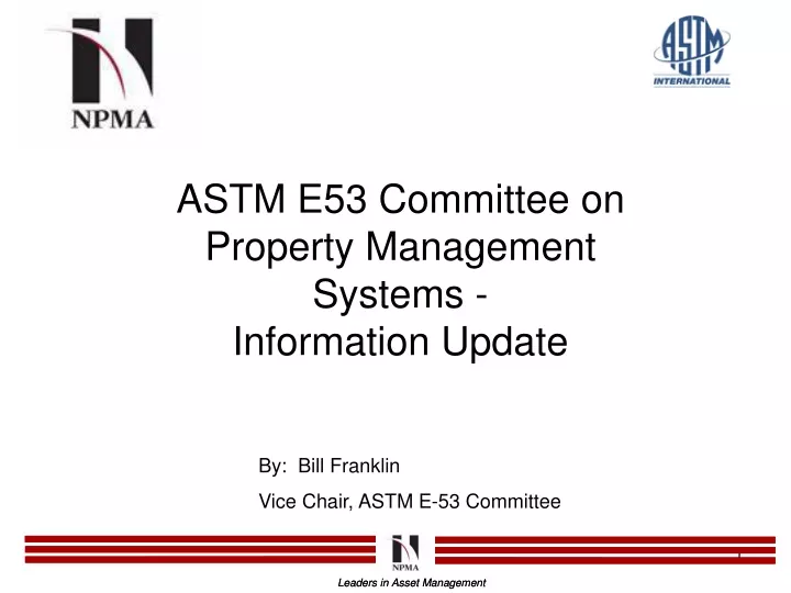 astm e53 committee on property management systems