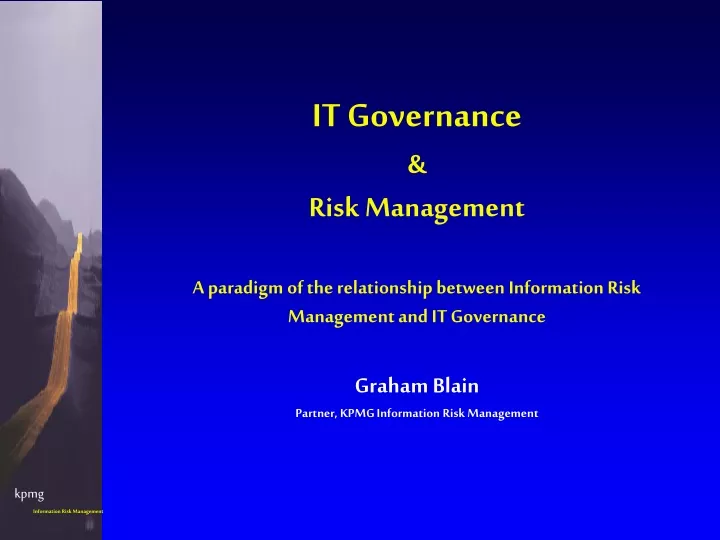 it governance risk management a paradigm