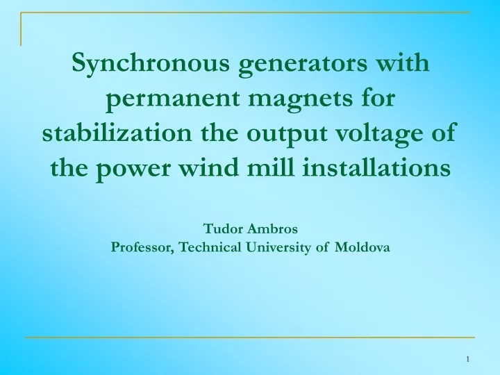 synchronous generators with permanent magnets