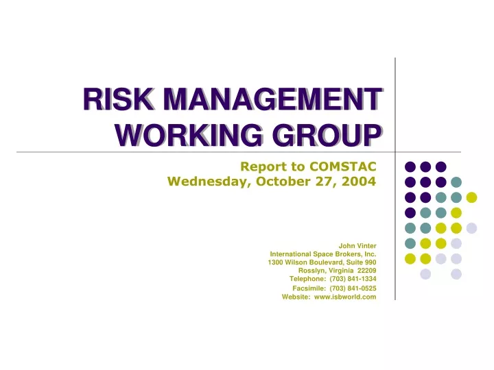 risk management working group