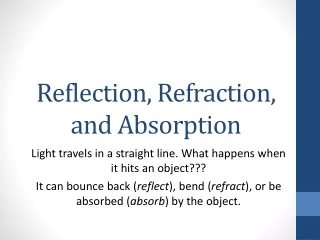 Reflection, Refraction, and Absorption