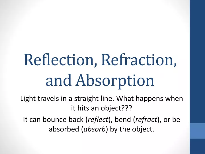 reflection refraction and absorption