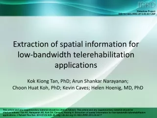 Extraction of spatial information for low-bandwidth telerehabilitation applications