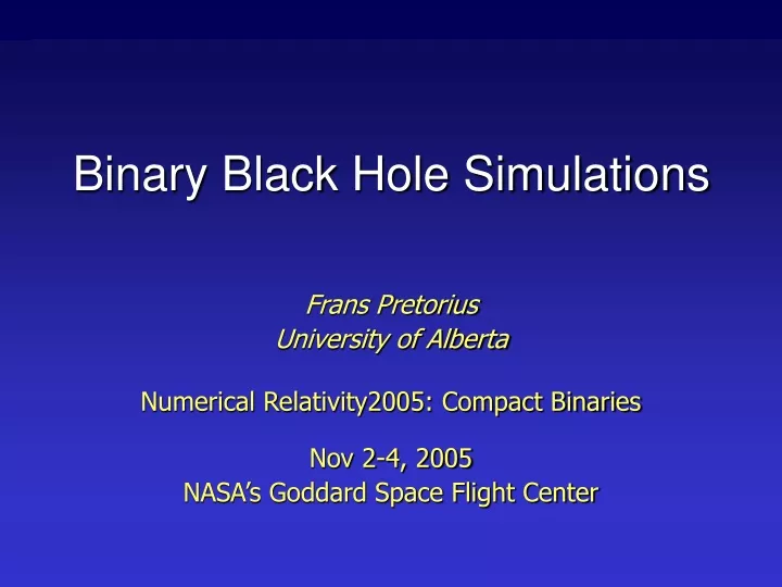 binary black hole simulations
