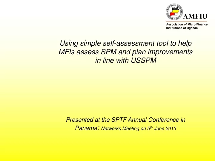 using simple self assessment tool to help mfis