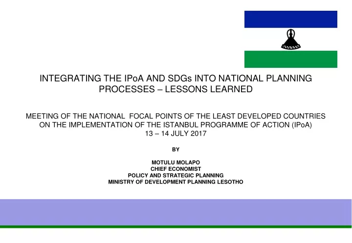 integrating the ipoa and sdgs into national
