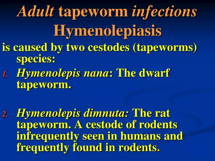adult tapeworm infections hymenolepiasis