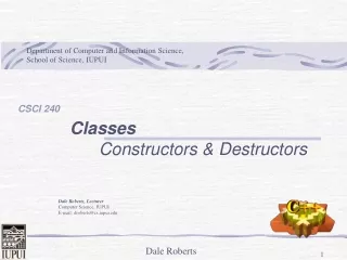 Classes Constructors &amp; Destructors