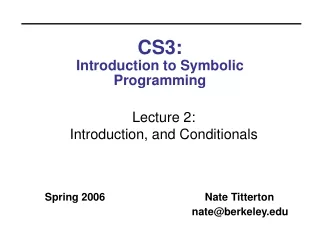 CS3:  Introduction to Symbolic Programming