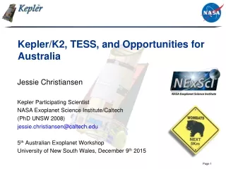 Kepler/K2, TESS, and Opportunities for Australia