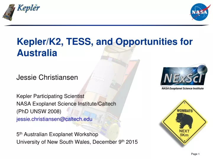 kepler k2 tess and opportunities for australia