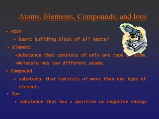 Atoms, Elements, Compounds, and Ions