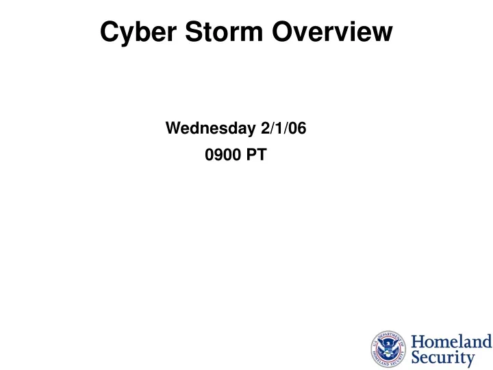 cyber storm overview