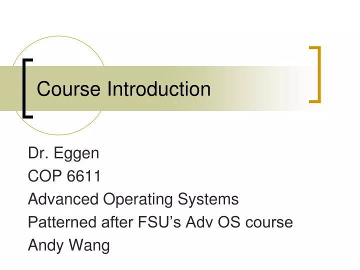 course introduction