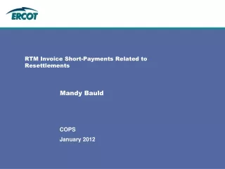 RTM Invoice Short-Payments Related to Resettlements