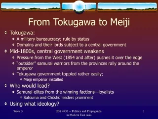 From Tokugawa to Meiji