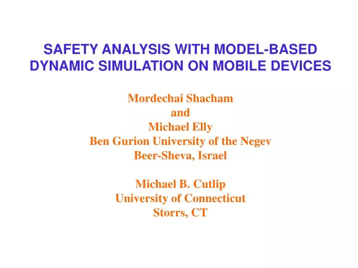 safety analysis with model based dynamic