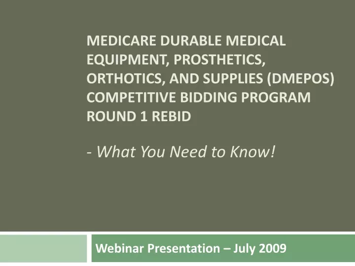 webinar presentation july 2009