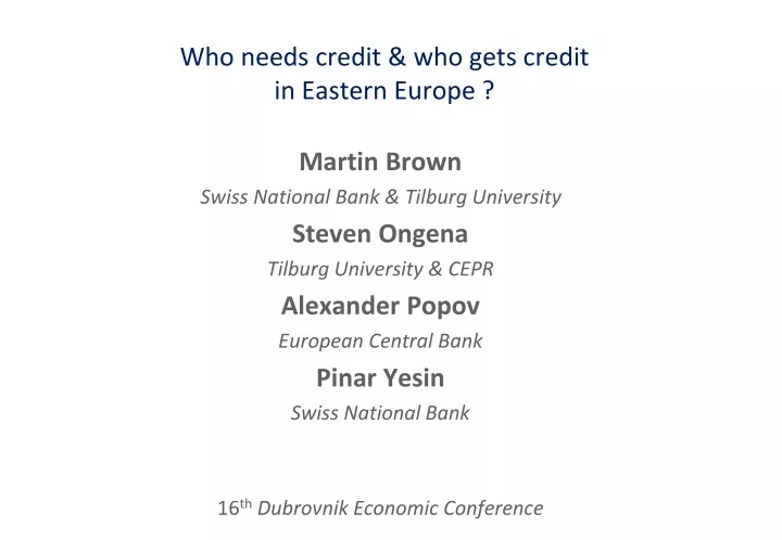 who needs credit who gets credit in eastern europe