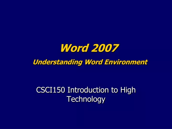 word 2007 understanding word environment