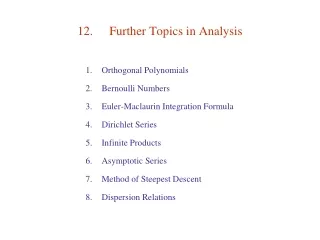 12.	Further Topics in Analysis
