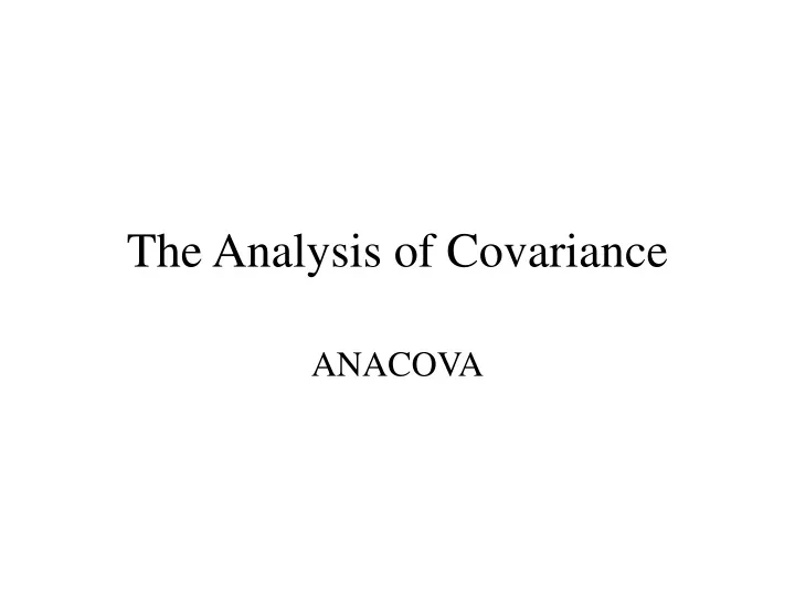the analysis of covariance
