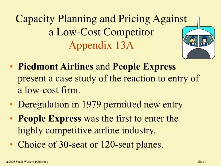 capacity planning and pricing against a low cost competitor appendix 13a