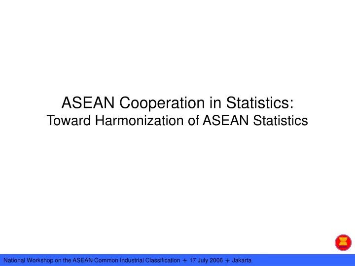 asean cooperation in statistics toward