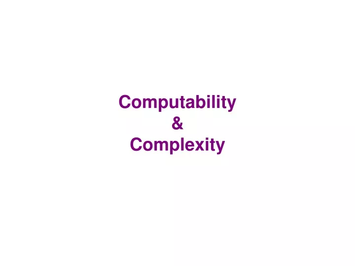 computability complexity