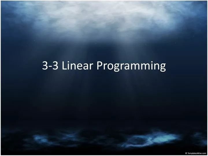 3 3 linear programming