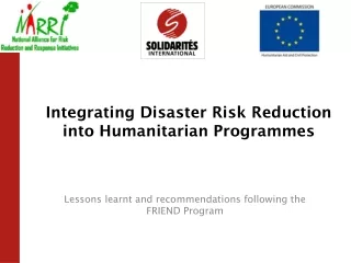 Integrating Disaster Risk Reduction into Humanitarian Programmes