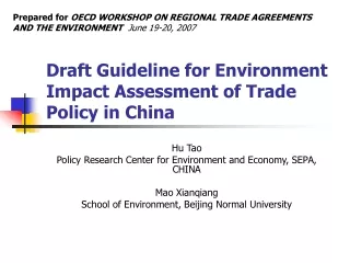 Draft Guideline for Environment Impact Assessment of Trade Policy in China