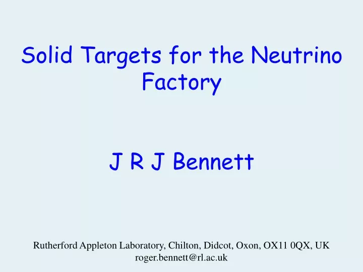 solid targets for the neutrino factory