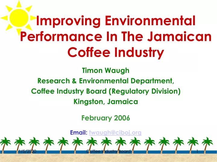 improving environmental performance in the jamaican coffee industry