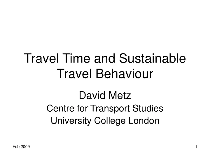 travel time and sustainable travel behaviour