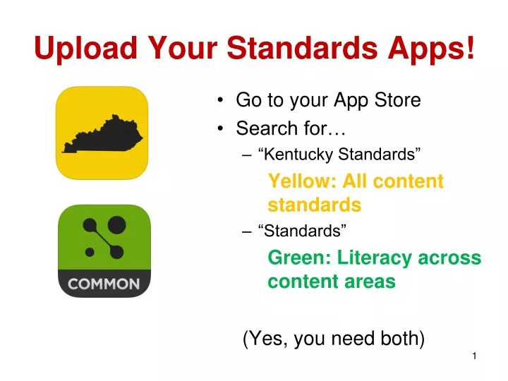 upload your standards apps