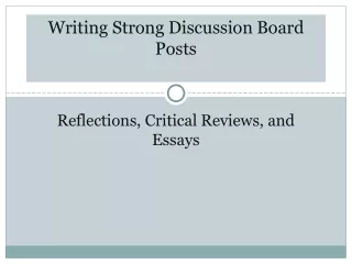 Writing Strong Discussion Board Posts