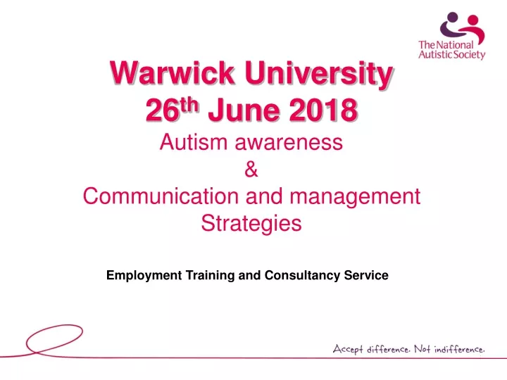 warwick university 26 th june 2018 autism awareness communication and management strategies