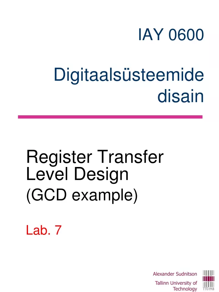 register transfer level design gcd example lab 7