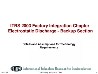 ITRS 2003 Factory Integration Chapter   Electrostatic Discharge - Backup Section