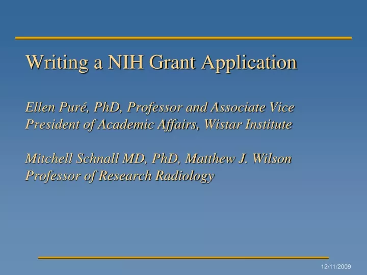 writing a nih grant application ellen