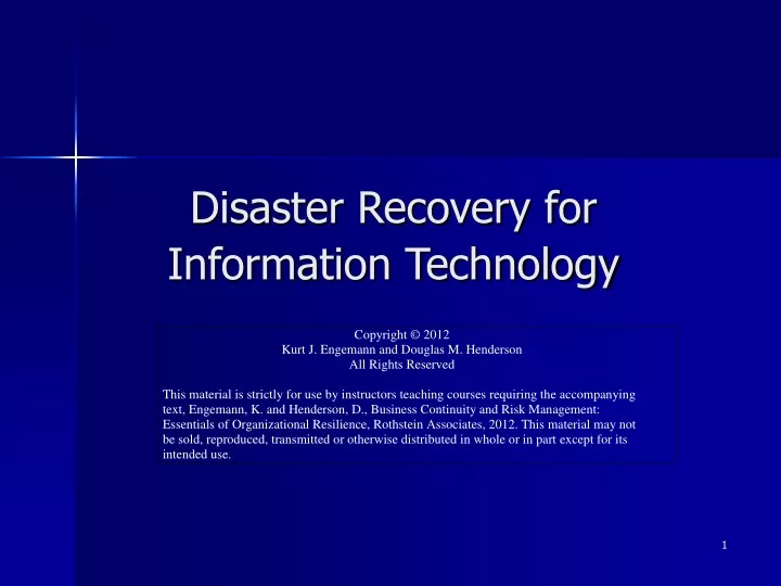 disaster recovery for information technology