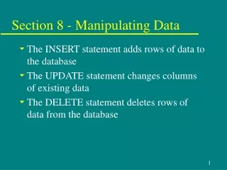 Section 8 - Manipulating Data