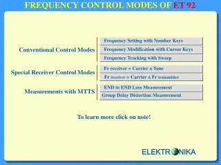 FREQUENCY CONTROL MODES OF ET 9 2