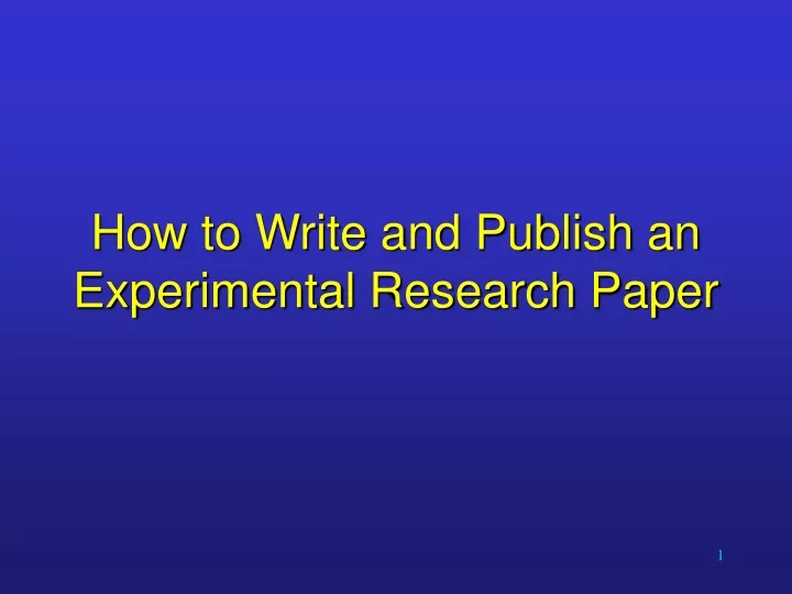how to write and publish an experimental research