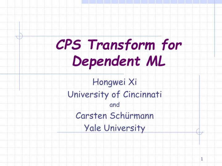 cps transform for dependent ml