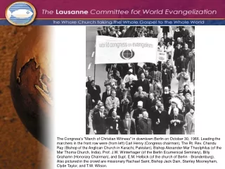 Jack Dain's welcoming comments to the 1974 International Congress on World Evangelization