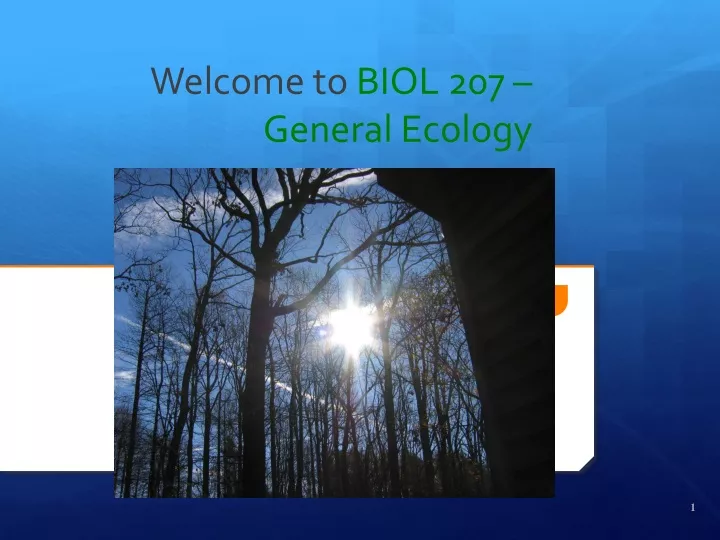 welcome to biol 207 general ecology
